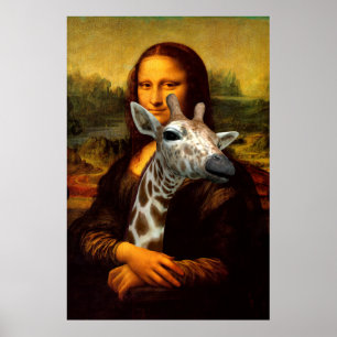 Affiche Jolie Mona Lisa Enferme Une Giraffe