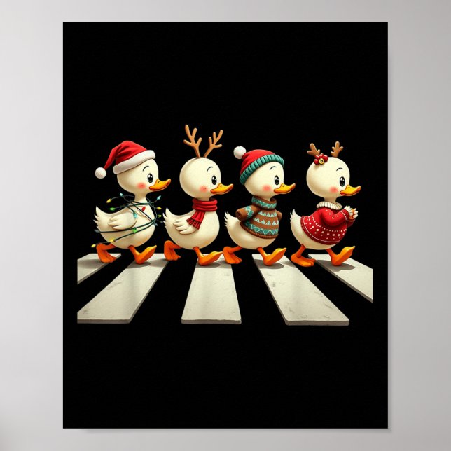Affiche Jolie Noël Bébé Canards Parade Crosswalk Vacances (Devant)