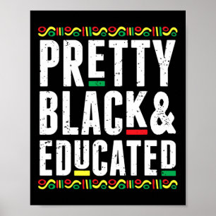 Affiche Jolie Noir Et Noir Afro-Américain Éduqué L