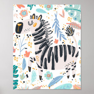 Affiche Jolie nurserie africaine zèbre