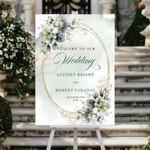 Affiche Jolie pancarte de bienvenue de mariage à la verdur