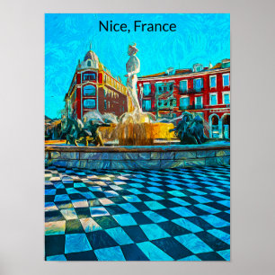 Affiche Jolie peinture à l'huile de la Place Masséna à Nic