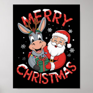 Affiche Jolie Père Noël Donkey Xmas Sur Donkey Noël