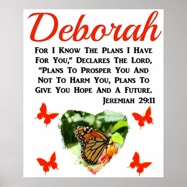 AFFICHE JOLIE PERSONNALISÉ JEREMIAH 29:11 BUTTERFLY (Devant)