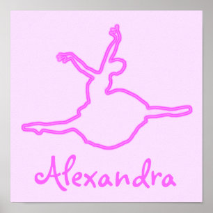 Affiche Jolie Personnalisée Neon rose Ballerina