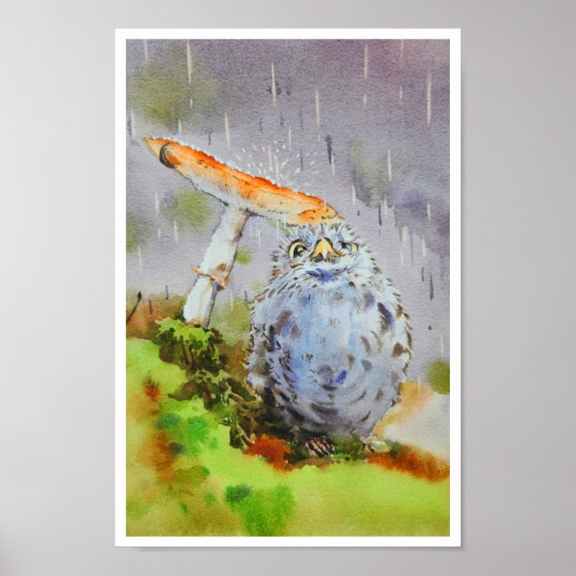 Affiche Jolie petite aquarelle d'oiseau (Devant)