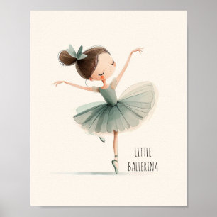 Affiche Jolie Petite Danseuse de Ballet Aquarelle