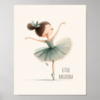 Affiche Jolie Petite Danseuse de Ballet Aquarelle