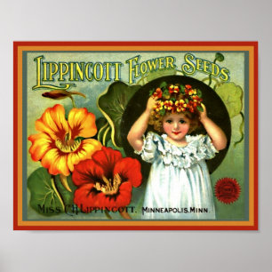 Affiche Jolie petite fille aux cheveux fleuris Wreath Vint