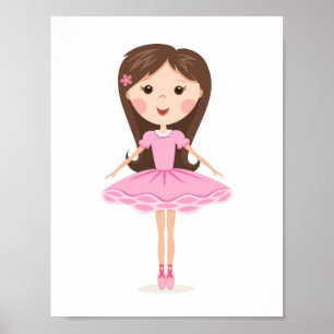 Affiche Jolie petite fille de ballerine en tutu rose