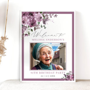 Affiche Jolie photo florale violette de bienvenue pour ann