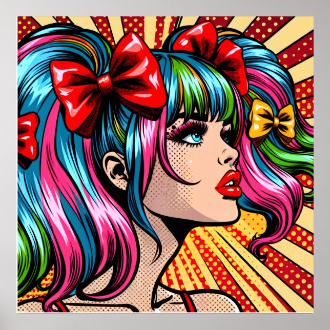 Affiche Jolie Pop Art Comic Girl (Devant)