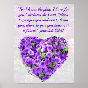 AFFICHE JOLIE PURPLE JEREMIAH FLORALE 29:11 BIBLE VERSE