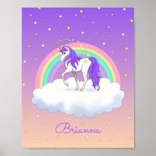 Affiche Jolie Purple Sweet Dreams Rainbow Unicorn