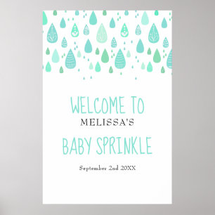 Affiche Jolie Raindrops Bébé Sprinkle / Douche Bienvenue