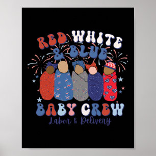 Affiche Jolie Rouge Blanc Bleu Infirmière Accouchement 4 J