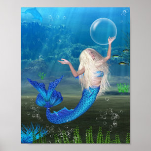 Affiche Jolie sirène blonde avec bulle
