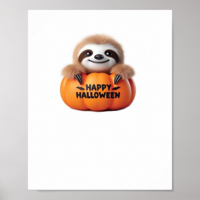 Affiche Jolie Sloth assise dans un Citrouille. Hauteur heu (Devant)