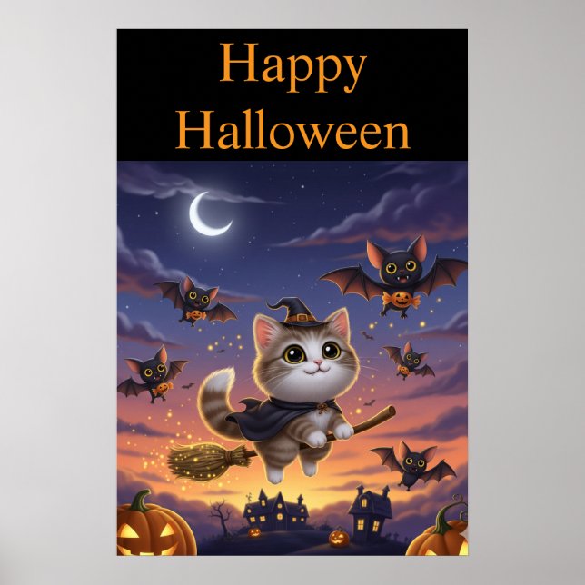 Affiche Jolie sorcière d'Halloween (Devant)