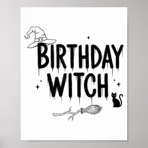 Affiche Jolie Sorcière Drôle Anniversaire Sorcières Heureu