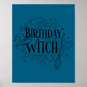 Affiche Jolie Sorcière Drôle Anniversaire Sorcières Joyeus