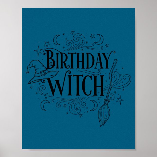 Affiche Jolie Sorcière Drôle Anniversaire Sorcières Joyeus (Devant)