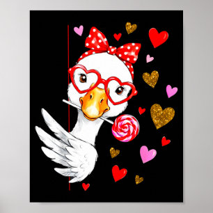 Affiche Jolie stupide oie Coquette noeud Saint-Valentin Ho