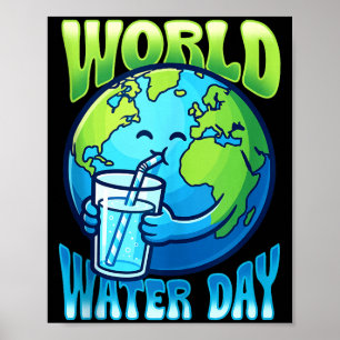 Affiche Jolie terre buvant de l'eau journée mondiale de l'
