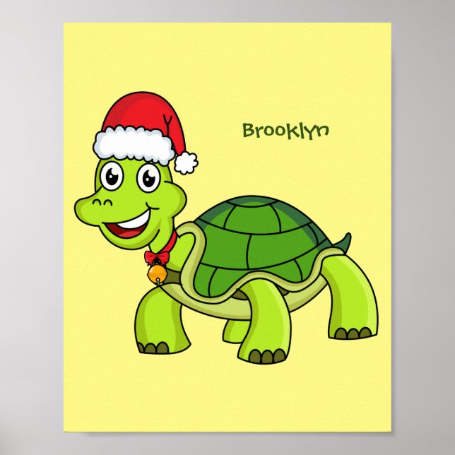 Affiche Jolie tortue en chapeau de Père Noël (Devant)
