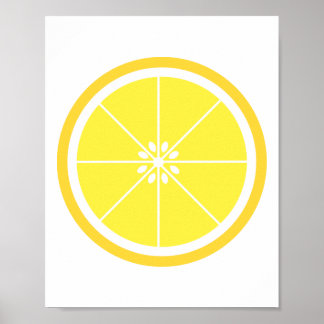 Affiche Jolie tranche de fruits d'agrumes de citron jaune