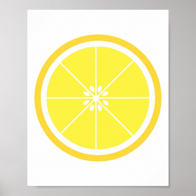Affiche Jolie tranche de fruits d'agrumes de citron jaune (Devant)