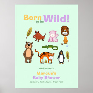 Affiche Jolie typographie Bienvenue à la Baby Shower Safar