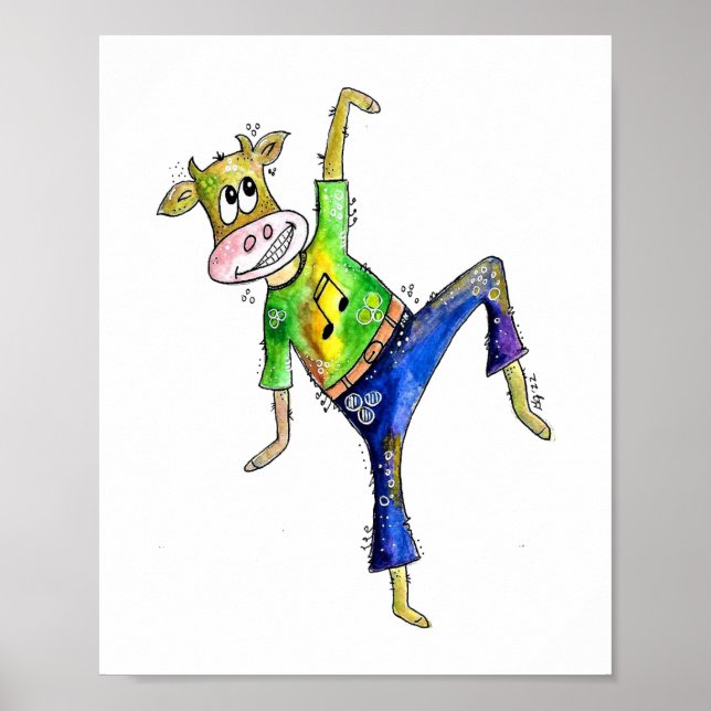 Affiche Jolie vache dansante Whimsical (Devant)