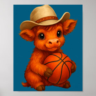 Affiche Jolie vache des Highlands basket-ball veau amateur