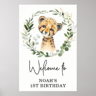 Affiche Jolie verdure Leopard Wild Jungle Anniversaire Bie
