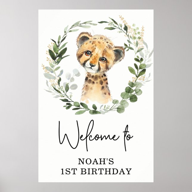 Affiche Jolie verdure Leopard Wild Jungle Anniversaire Bie (Devant)