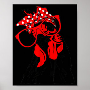 Affiche Jolies femmes fille poulet avec bandana bandeau et