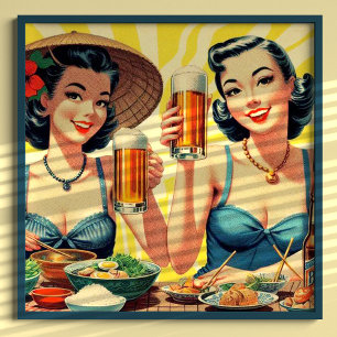 Affiche Jolies filles de bière Vintages