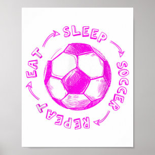 Affiche Jolies Filles Manger Dort Football Répéter - Joueu