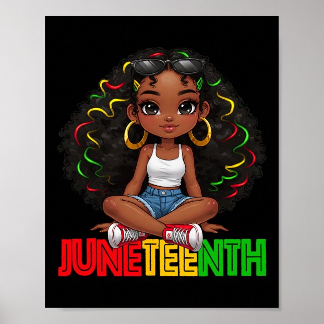 Affiche Jolies Filles Noires Juneteenth Célébrant 1865 Enf (Devant)