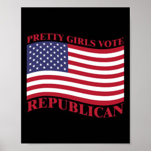 Affiche Jolies Filles Votent Républicain Drapeau États-Uni