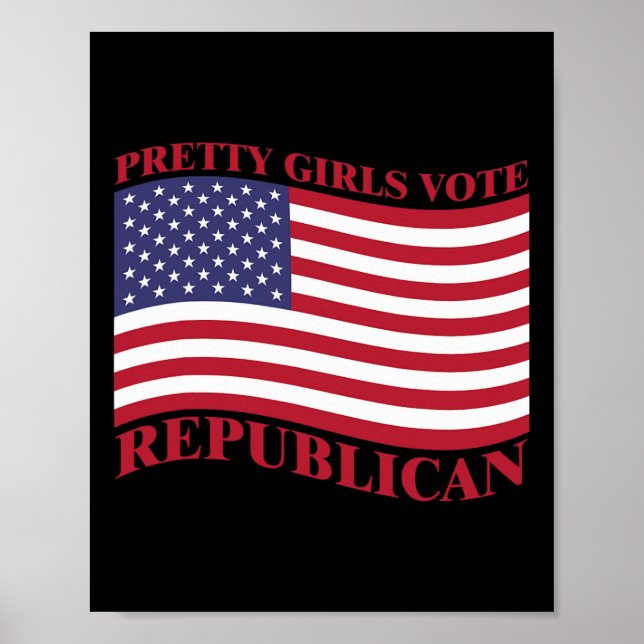 Affiche Jolies Filles Votent Républicain Drapeau États-Uni (Devant)
