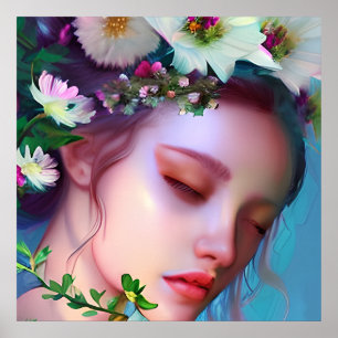 Affiche Jolies fleurs de fée dans l'art fantastique de che