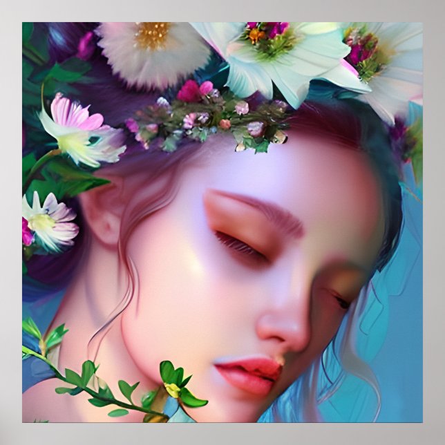 Affiche Jolies fleurs de fée dans l'art fantastique de che (Devant)