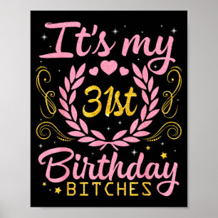Affiche Jolies fleurs et coeurs 31e anniversaire heureux