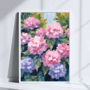 Affiche Jolies floraisons d'hortensia   Aquarelle florale