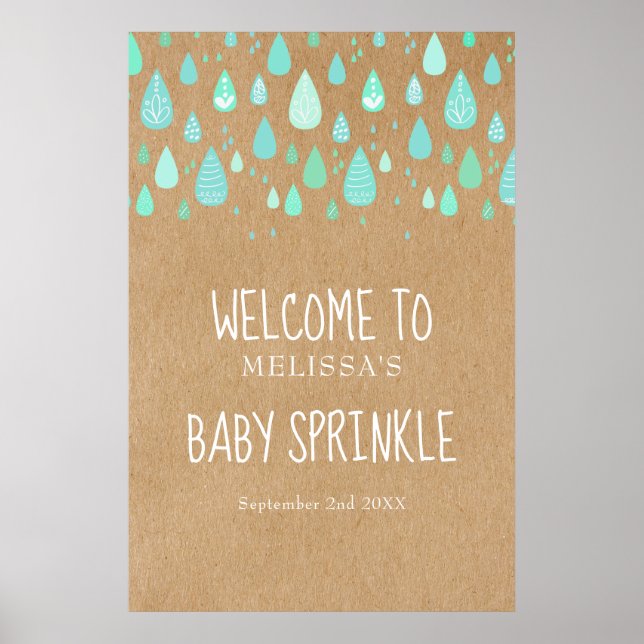 Affiche Jolies gouttes de pluie Bébé Sprinkle / Shower Boh (Devant)
