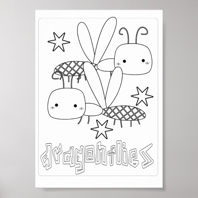 Affiche Jolies pages de coloriage avec des libellules (Devant)