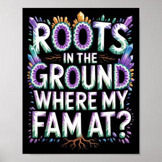 Affiche Jolies racines dans le sol où la famille est Famil