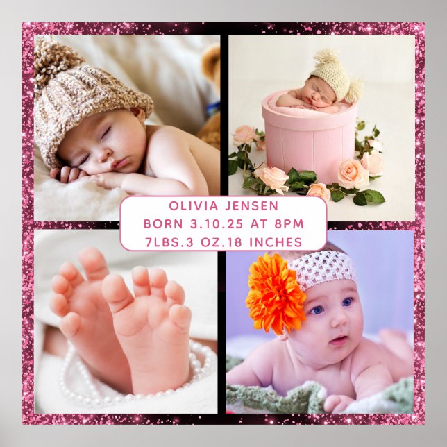 Affiche Jolies statistiques de naissance de bébé fille nou (Devant)